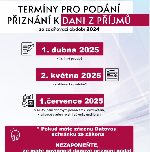 Informace k podání daňových přiznání za rok 2024